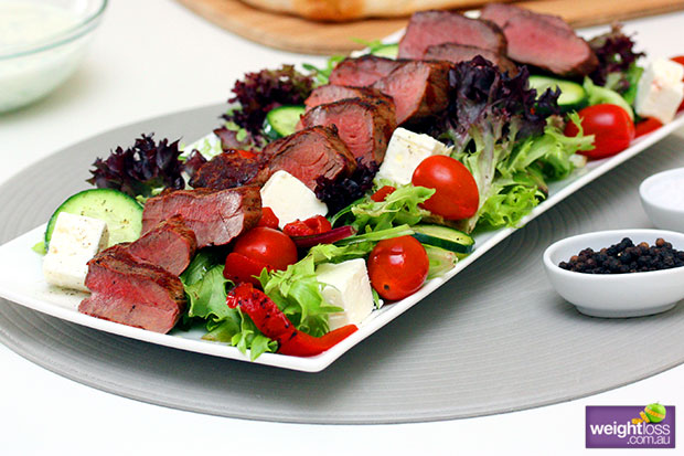 Grilled Lamb Salad with Tzatziki